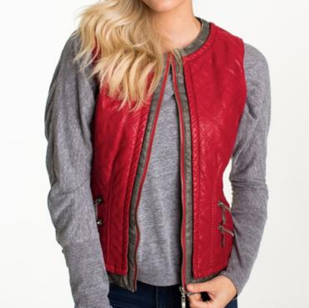 MONTANACO  Faux Leather Red Vest NWT Size M